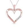 Thumbnail Image 1 of Previously Owned - 1/20 CT. T.W. Diamond Three Stone Heart Pendant in 10K Rose Gold
