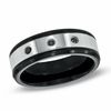 Thumbnail Image 1 of Previously Owned - 1/10 CT. T.W. Black Diamond Comfort Fit Wedding Band in Two-Tone Stainless Steel