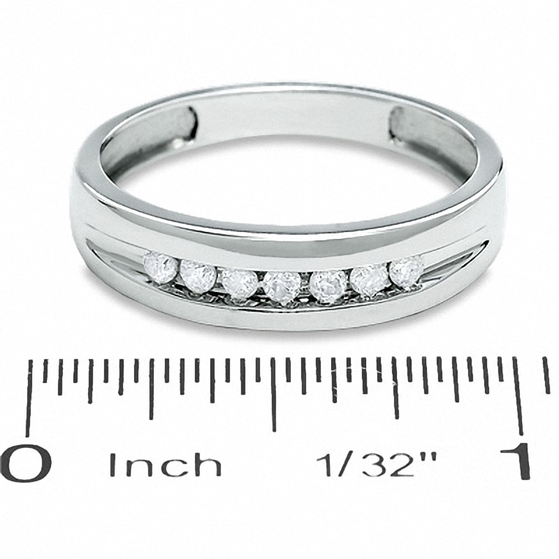 Main Image 3 of Previously Owned - 1/4 CT. T.W. Diamond Wedding Band in 10K White Gold