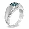 Thumbnail Image 2 of Previously Owned - 1/4 CT. T.W. Enhanced Blue Diamond Square Comfort Fit Band in Sterling Silver