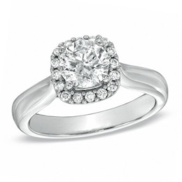 Previously Owned - 1-1/4 CT. T.W. Diamond Frame Engagement Ring in 14K White Gold