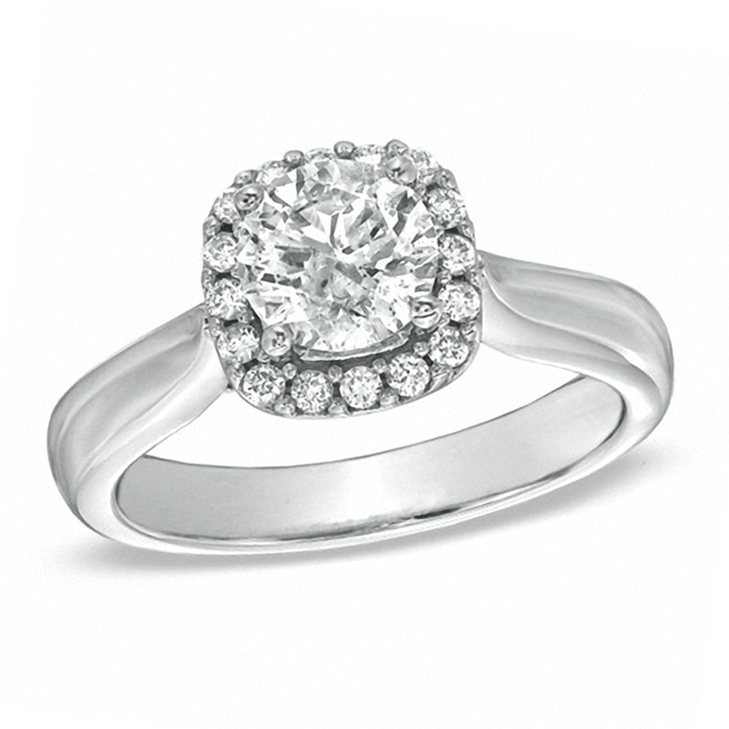 Main Image 1 of Previously Owned - 1-1/4 CT. T.W. Diamond Frame Engagement Ring in 14K White Gold
