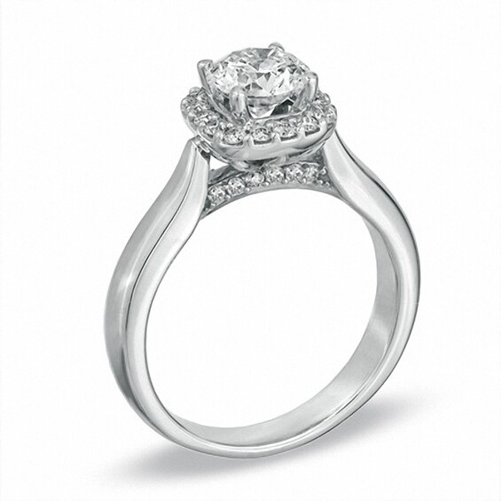 Previously Owned - 1-1/4 CT. T.w. Diamond Frame Engagement Ring in 14K White Gold