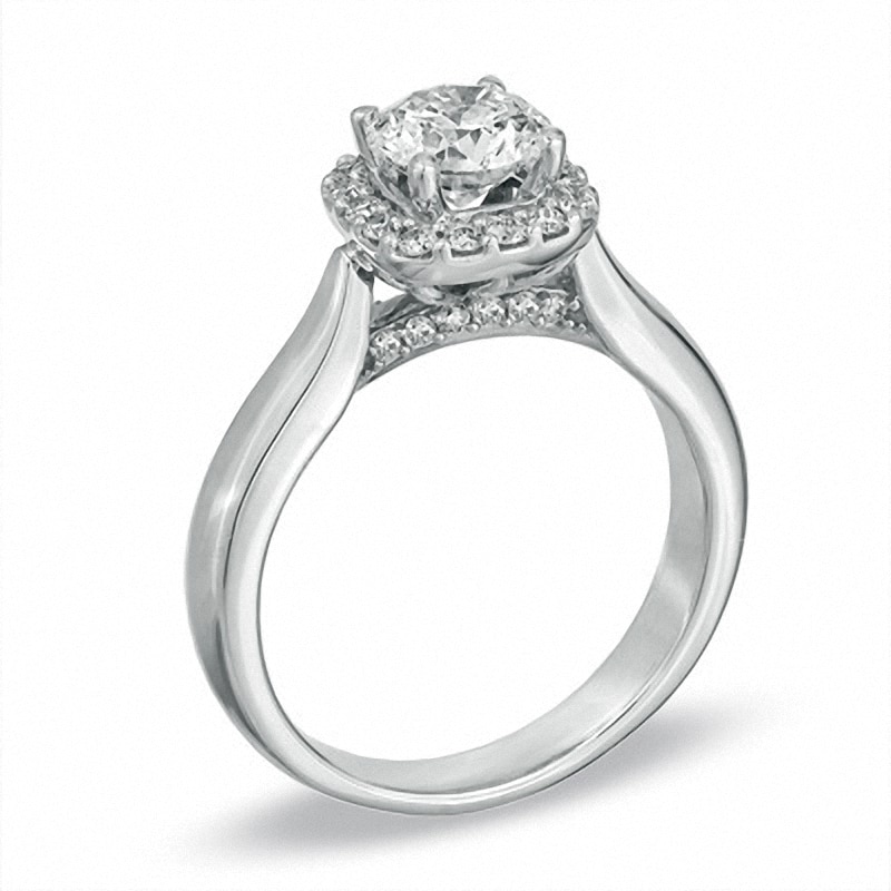 Main Image 2 of Previously Owned - 1-1/4 CT. T.W. Diamond Frame Engagement Ring in 14K White Gold