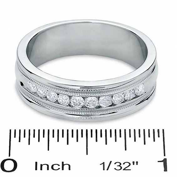 Previously Owned - 1/2 CT. T.w. Diamond Channel Milgrain Band in 14K White Gold