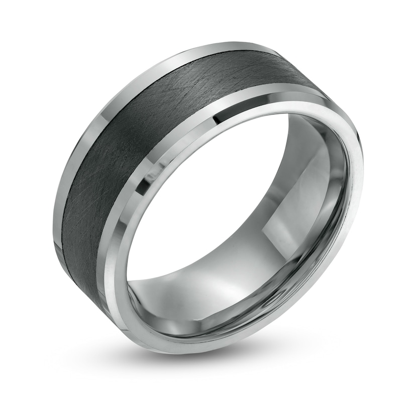 Main Image 3 of Previously Owned - 9.0mm Comfort-Fit Tungsten Carbide Wedding Band with Black Ceramic Inlay