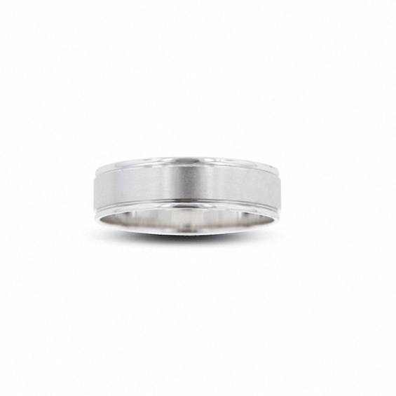 Previously Owned - 6.0mm Brushed center Wedding Band in 10K White Gold
