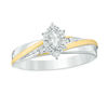 Thumbnail Image 2 of Previously Owned - 1/10 CT. T.W. Diamond Marquise Slant Comfort Fit Wedding Ensemble in Sterling Silver and 14K Gold
