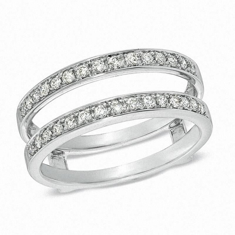 Main Image 1 of Previously Owned - 1/3 CT. T.W. Diamond Ribbon Solitaire Enhancer in 14K White Gold