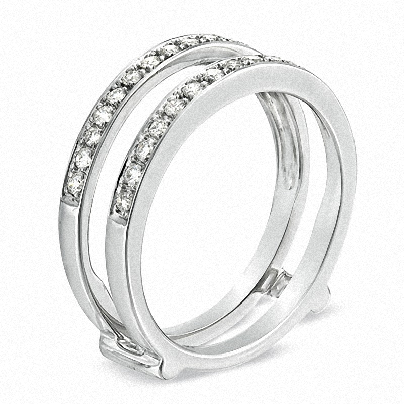Main Image 2 of Previously Owned - 1/3 CT. T.W. Diamond Ribbon Solitaire Enhancer in 14K White Gold