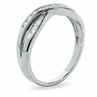 Previously Owned - 1/4 CT. T.W. Diamond Crossover Band in 14K White ...