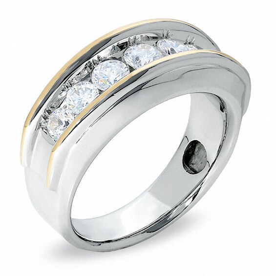 Previously Owned - 1-1/2 CT. T.w. Diamond Seven Stone Wedding Band in 10K Two-Tone Gold