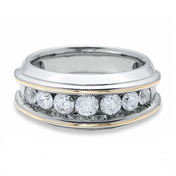 Previously Owned - 1-1/2 CT. T.w. Diamond Seven Stone Wedding Band in 10K Two-Tone Gold