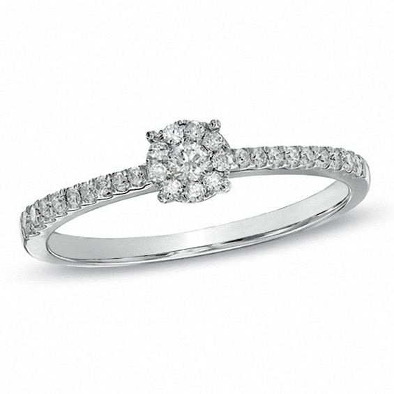 Previously Owned - 1/4 CT. T.w. Diamond Cluster Ring in 14K White Gold