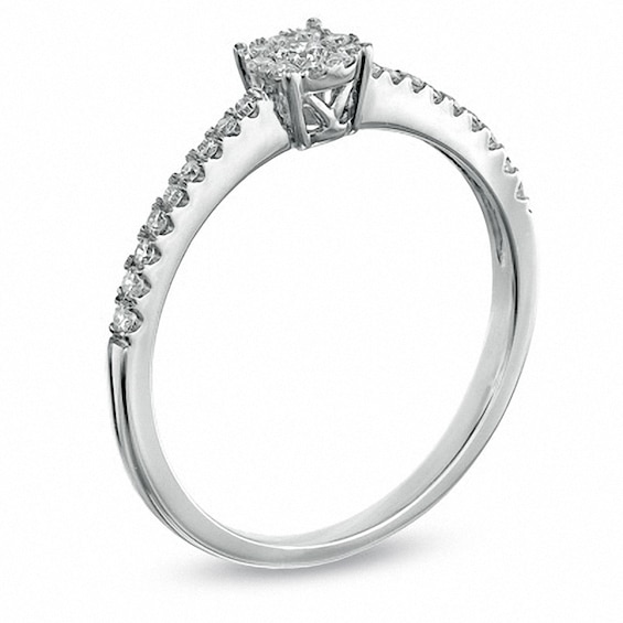 Previously Owned - 1/4 CT. T.w. Diamond Cluster Ring in 14K White Gold