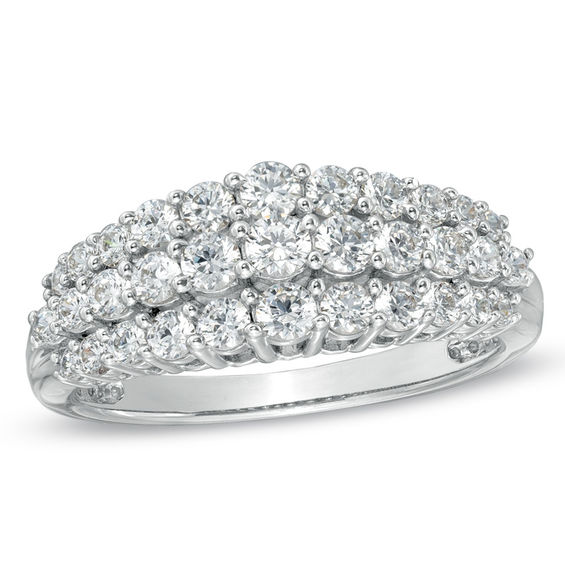 Previously Owned - 1 CT. T.w. Diamond Tapered Triple Row Anniversary Band in 10K White Gold
