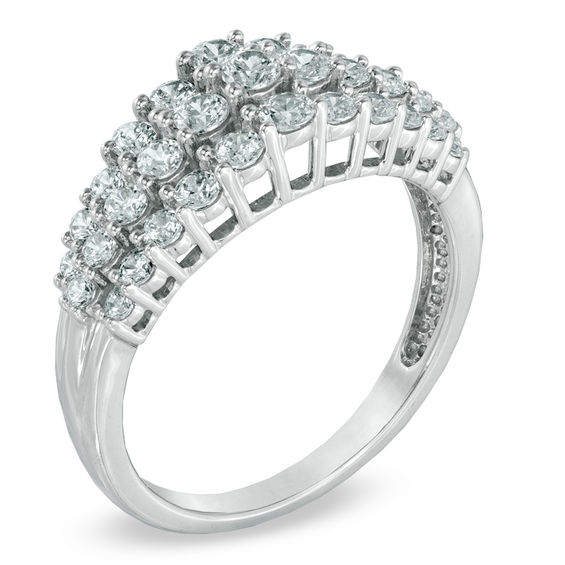 Previously Owned - 1 CT. T.w. Diamond Tapered Triple Row Anniversary Band in 10K White Gold