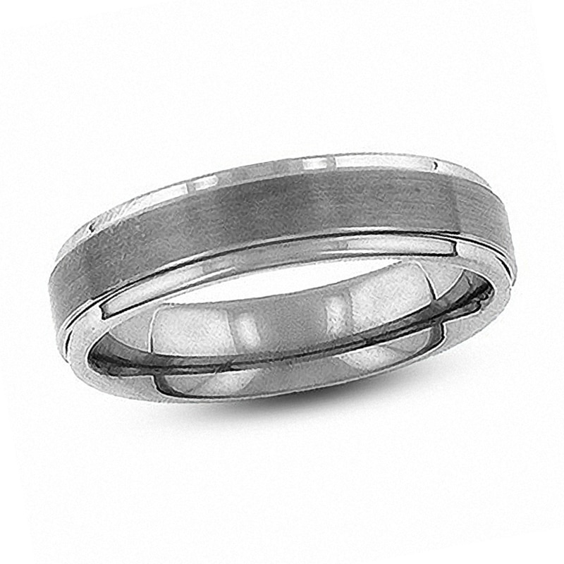 Previously Owned - Men's 6.0mm Comfort-Fit Brushed Center Wedding Band in Tungsten