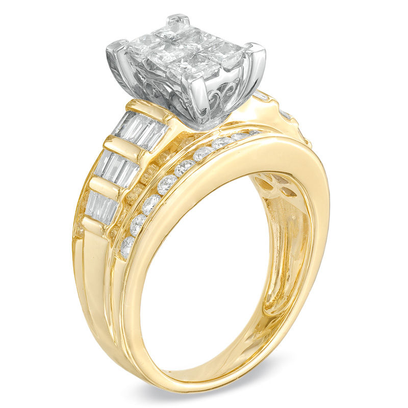 Previously Owned - 2 CT. T.W. Princess-Cut Composite Diamond Engagement Ring in 14K Gold