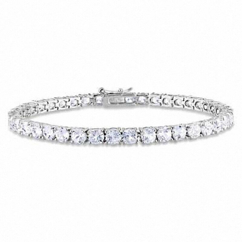 Main Image 1 of Previously Owned - Lab-Created White Sapphire Tennis Bracelet in Sterling Silver - 7.25"