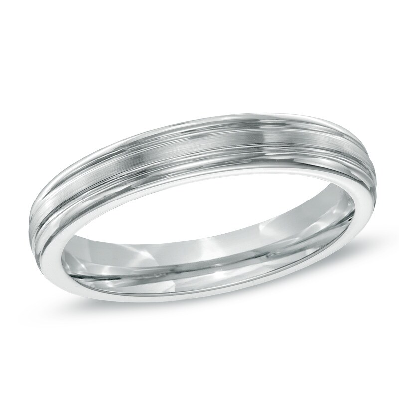 Main Image 1 of Previously Owned - 4.0mm Grooved Comfort Fit Cobalt Wedding Band