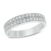 Thumbnail Image 0 of Previously Owned - 1/4 CT. T.W. Diamond Double Row Wedding Band in 10K White Gold