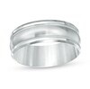 Thumbnail Image 1 of Previously Owned - Men's 8.0mm Comfort-Fit Satin and Milgrain-Edge Wedding Band in 14K White Gold