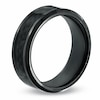 Thumbnail Image 2 of Previously Owned - Men's 8.0mm Carbon Fiber Inlay Comfort Fit Black Titanium Wedding Band