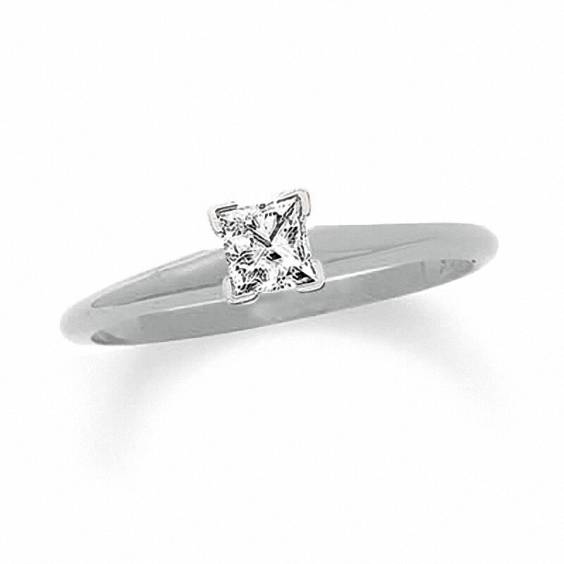 Main Image 1 of Previously Owned - 1/5 CT. Princess-Cut Diamond Solitaire Engagement Ring in 14K White Gold