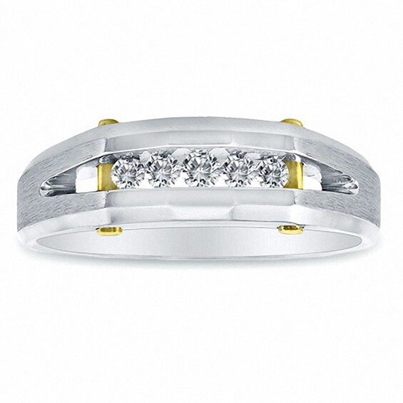 Previously Owned - 1/4 CT. T.w. Diamond Five Stone Wedding Band in 14K Two-Tone Gold