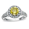 Thumbnail Image 1 of Previously Owned - 1-1/4 CT. T.W. Enhanced Yellow and White Diamond Framed Ring in 14K White Gold
