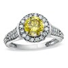 Thumbnail Image 0 of Previously Owned - 1-1/4 CT. T.W. Enhanced Yellow and White Diamond Framed Ring in 14K White Gold