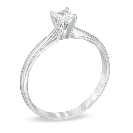 Previously Owned - 1/4 CT. Princess-Cut Diamond Solitaire Engagement Ring in 14K White Gold