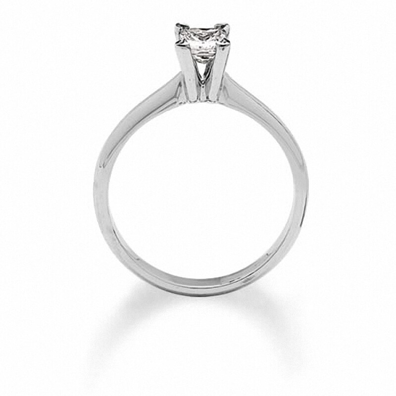 Main Image 3 of Previously Owned - 3/8 CT. Princess-Cut Diamond Solitaire Engagement Ring in 14K White Gold