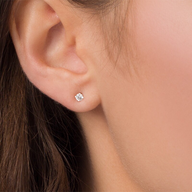Main Image 3 of Previously Owned - 1/5 CT. T.W. Diamond Solitaire Stud Earrings in 14K White Gold