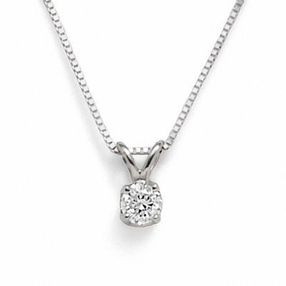 Previously Owned - 1/6 CT. Diamond Solitaire Pendant in 10K White Gold