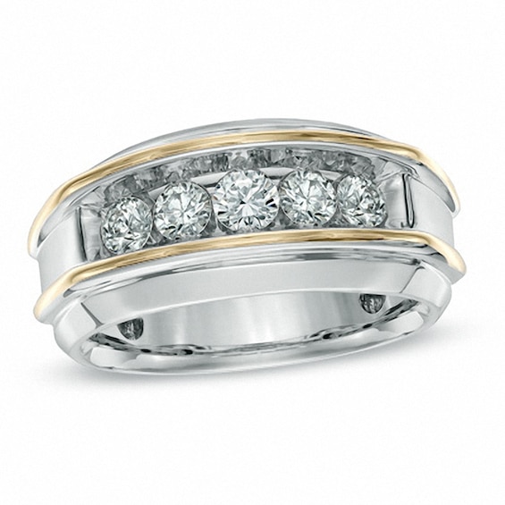 Previously Owned - Men's 1 CT. T.w. Diamond Five Stone Band in 10K Two-Tone Gold
