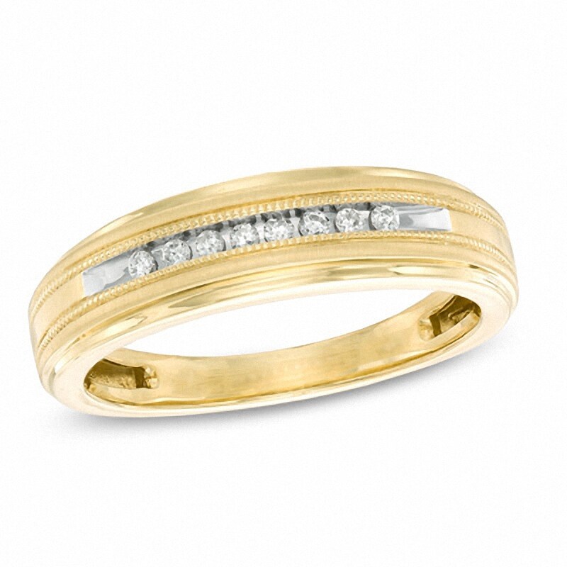 Main Image 1 of Previously Owned - 1/10 CT. T.W. Diamond Milgrain Wedding Band in 10K Gold