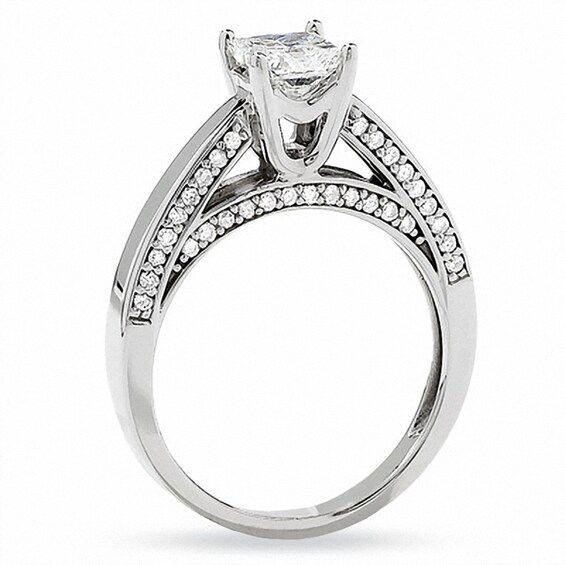 Previously Owned - 1-1/4 CT. T.w. Princess-Cut Diamond Engagement Ring in 14K White Gold
