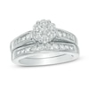 Thumbnail Image 1 of Previously Owned - 1 CT. T.W. Multi-Diamond Flower Bridal Set in 10K White Gold