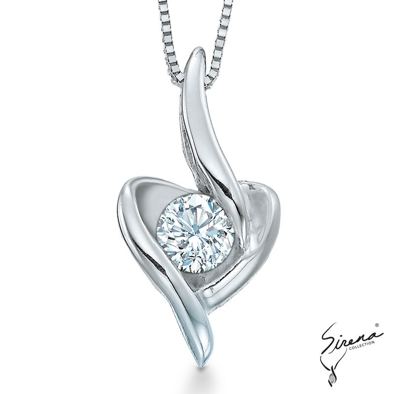 Main Image 1 of Previously Owned - Sirena™ 1/10 CT. Diamond Solitaire Pendant in 10K White Gold