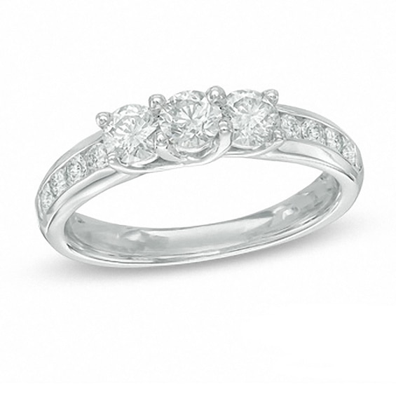 Previously Owned - 1 CT. T.w. Diamond Three Stone Ring in 10K White Gold