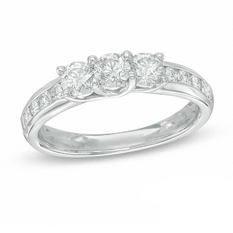 Main Image 1 of Previously Owned - 1 CT. T.W. Diamond Three Stone Ring in 10K White Gold