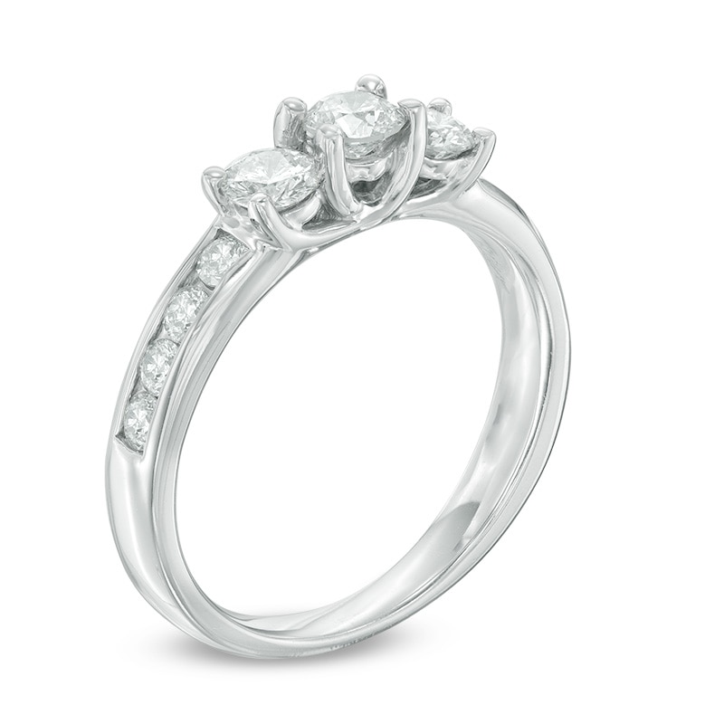 Main Image 2 of Previously Owned - 1 CT. T.W. Diamond Three Stone Ring in 10K White Gold