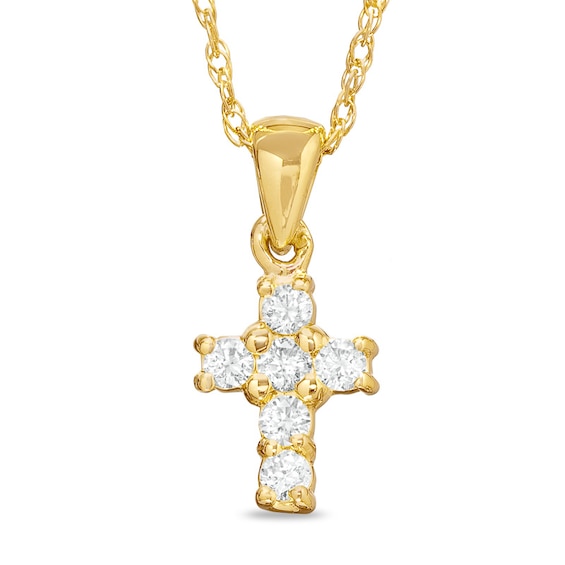 Previously Owned - 1/10 CT. T.w. Diamond Mini Cross Pendant in 14K Gold