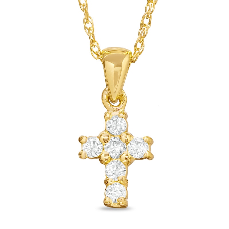 Previously Owned - 1/10 CT. T.W. Diamond Mini Cross Pendant in 14K Gold