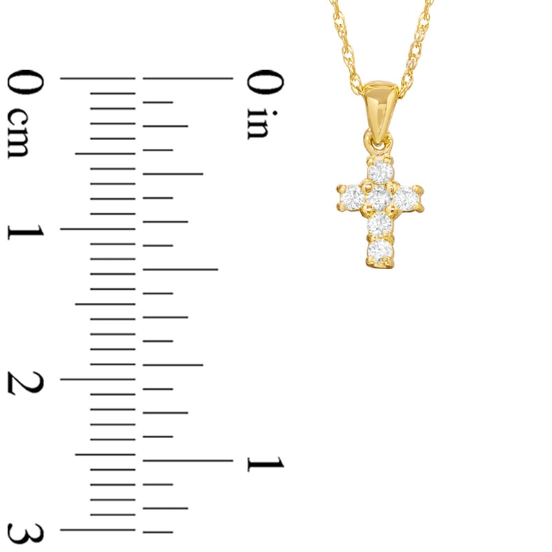 Main Image 2 of Previously Owned - 1/10 CT. T.W. Diamond Mini Cross Pendant in 14K Gold