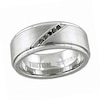 Thumbnail Image 1 of Previously Owned - Triton 1/10 CT. T.W. Black Diamond Slant Comfort Fit White Tungsten Wedding Band