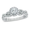 Thumbnail Image 1 of Previously Owned - Celebration Grand® 1 CT. T.W. Diamond Frame Twist Engagement Ring in 14K White Gold (I/I1)