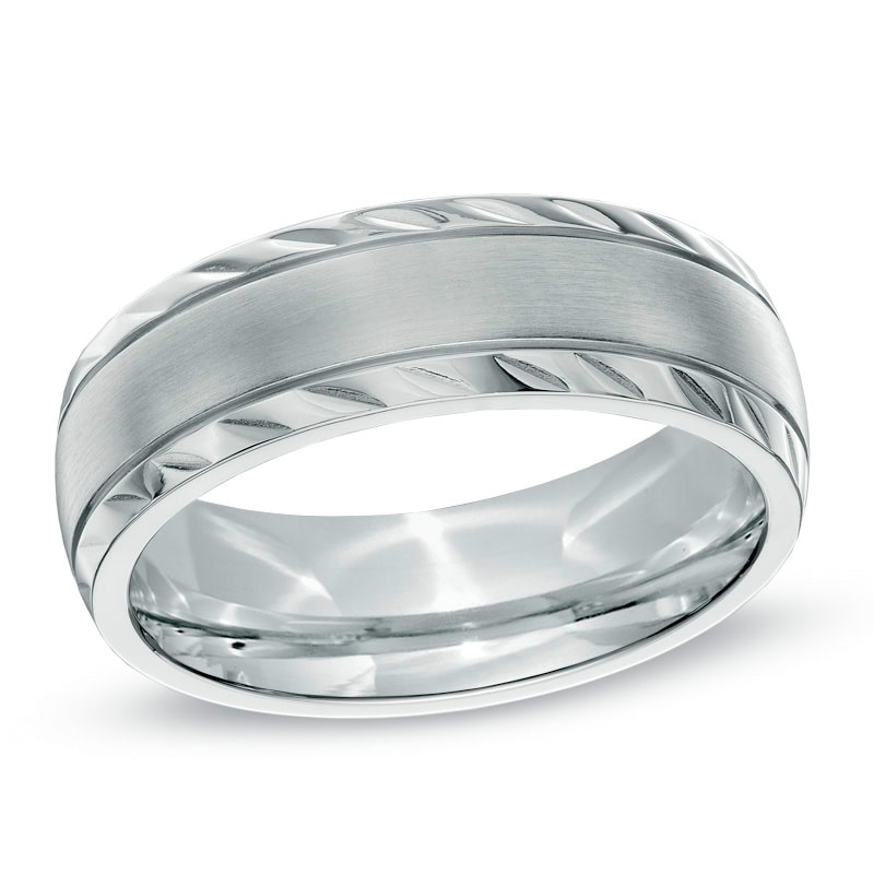 Previously Owned - Men's 7.0mm Comfort Fit Stainless Steel Wedding Band ...